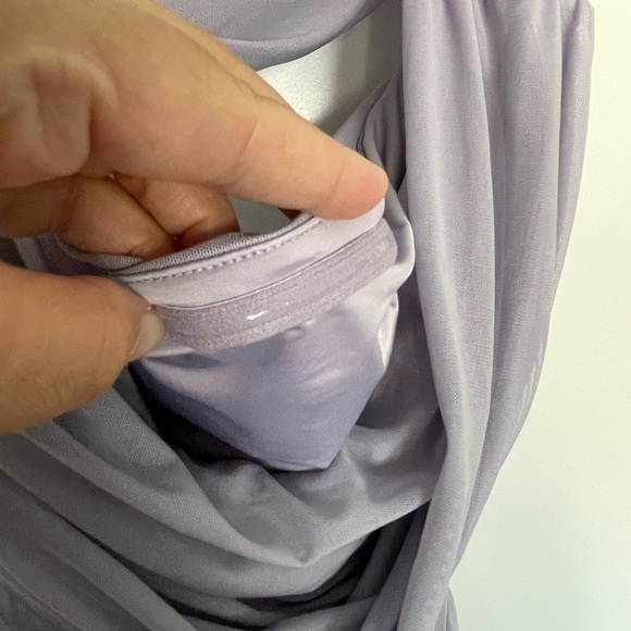 Abercrombie and Fitch Mesh Asymmetrical Off-The-Shoulder Draped Maxi Dress - Picture 8 of 12